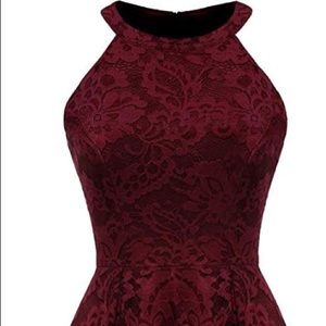 Red Wine Burgundy Halter Top Dress Trendy Chic